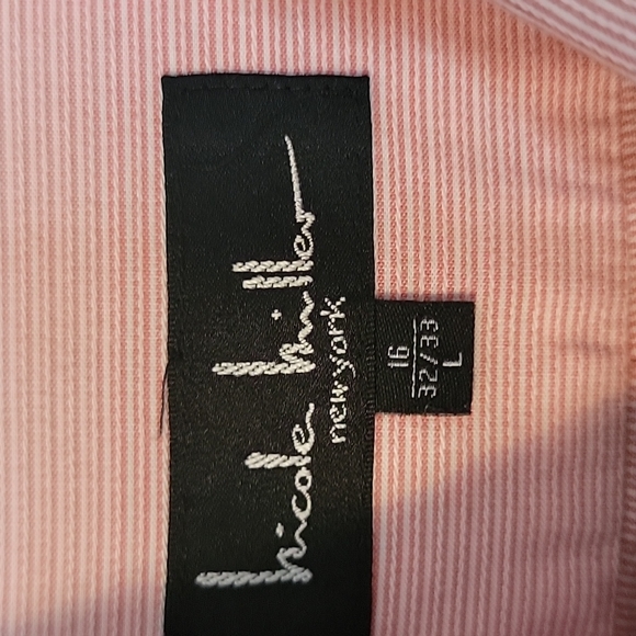 Nicole Miller pink dress shirt size 16/L 32/33 - Picture 7 of 10